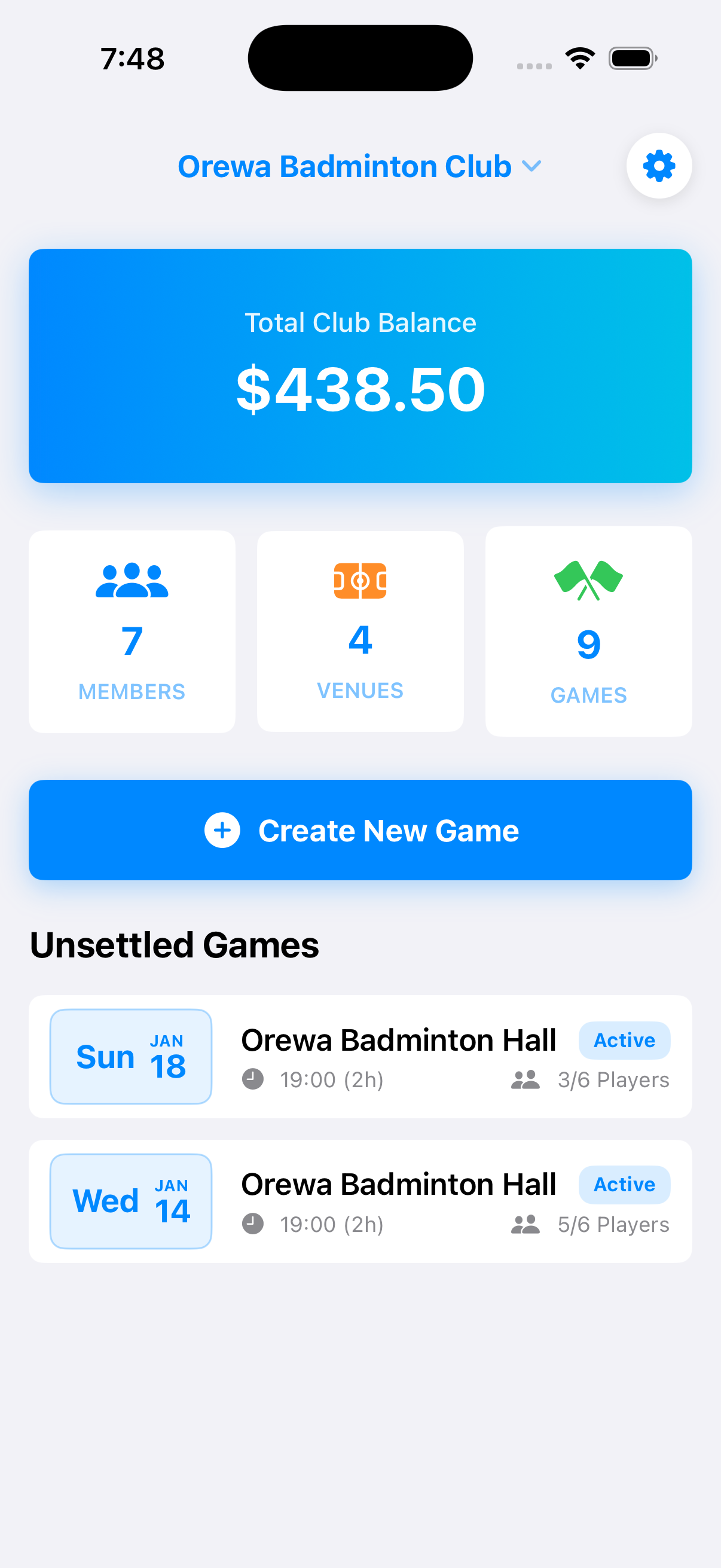 BadmintonHub Dashboard